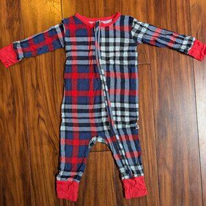 Bums & Roses Checkmate Bamboo Romper, 9-12m EUC